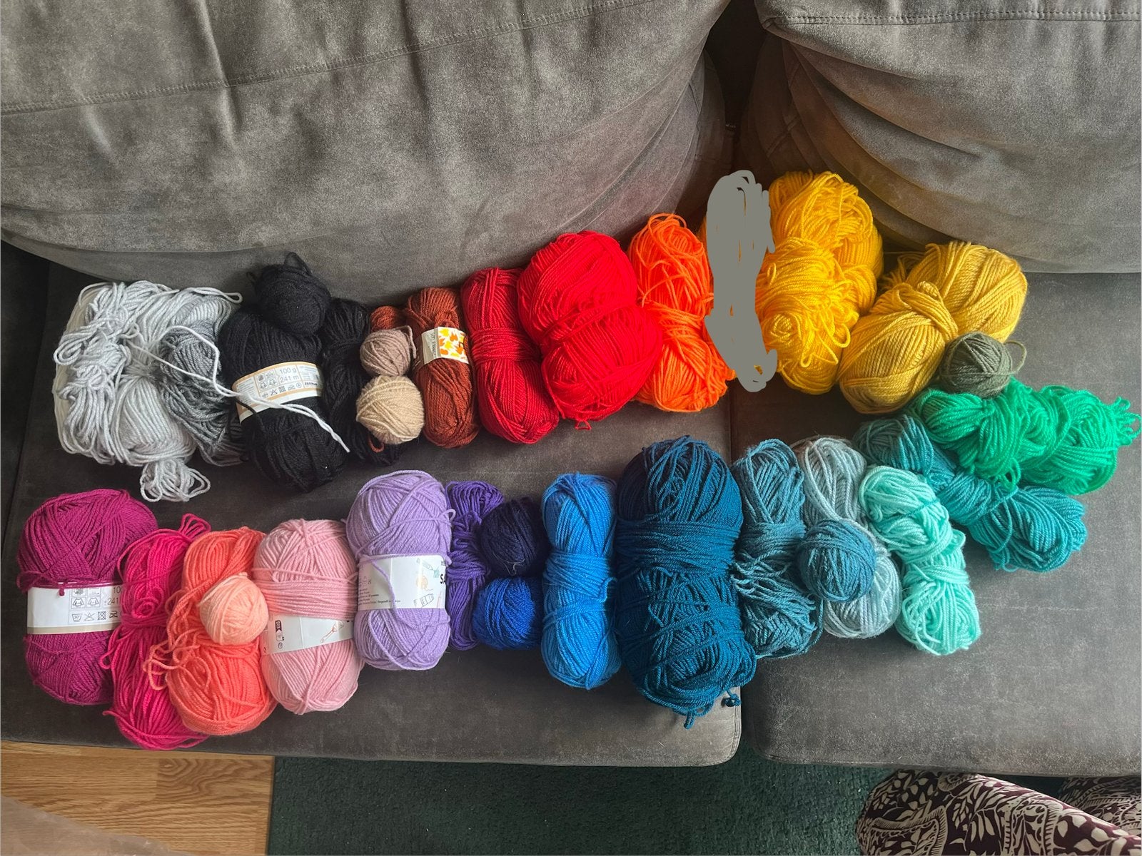 Grote partij acrylgaren, alle kleuren van de regenboog, Ophalen, Gebruikt, Breien of Haken, Wol of Garen
