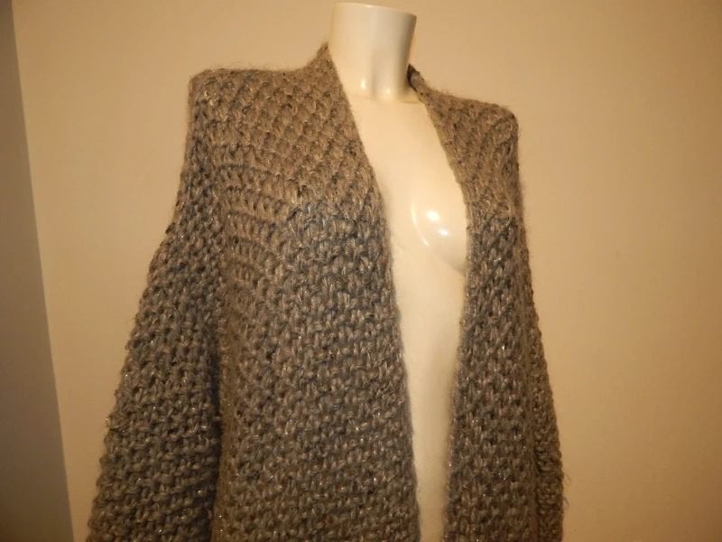 Kiro By Kim lang gebreid vest lurex draad baggy wol One Size, Verzenden, Maat 46/48 (XL) of groter, Zo goed als nieuw, Kiro by Kim