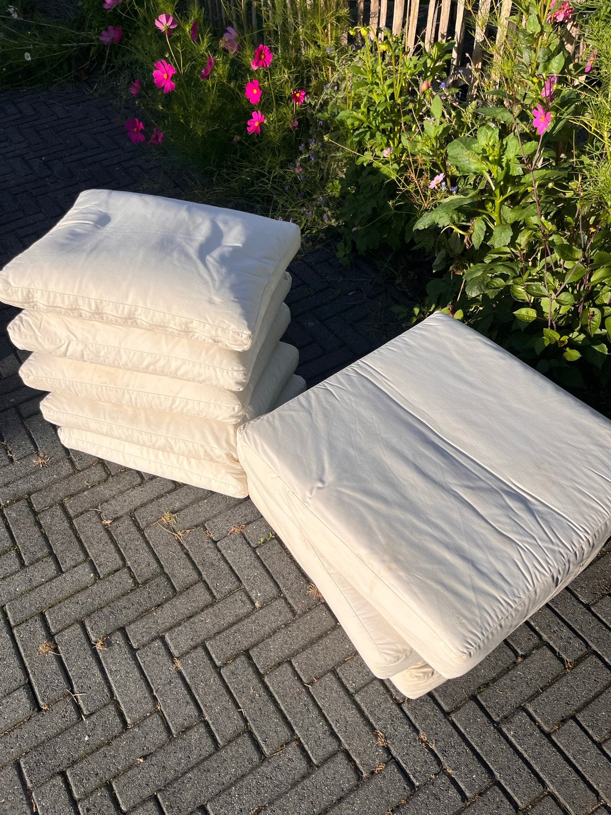 Kussenset IKEA, 3x zitkussen (60x60), 5x rugkussen (60x40), Ophalen, Gebruikt