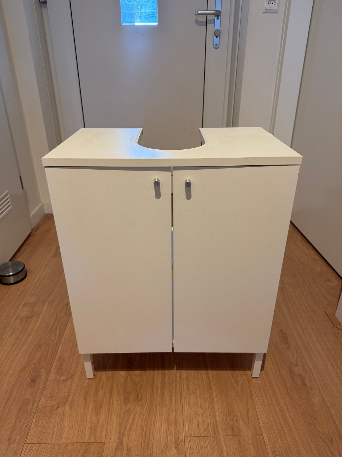 Witte wastafelonderkast met 2 deuren, Huis en Inrichting, Ophalen, Gebruikt, 50 tot 100 cm, Minder dan 100 cm
