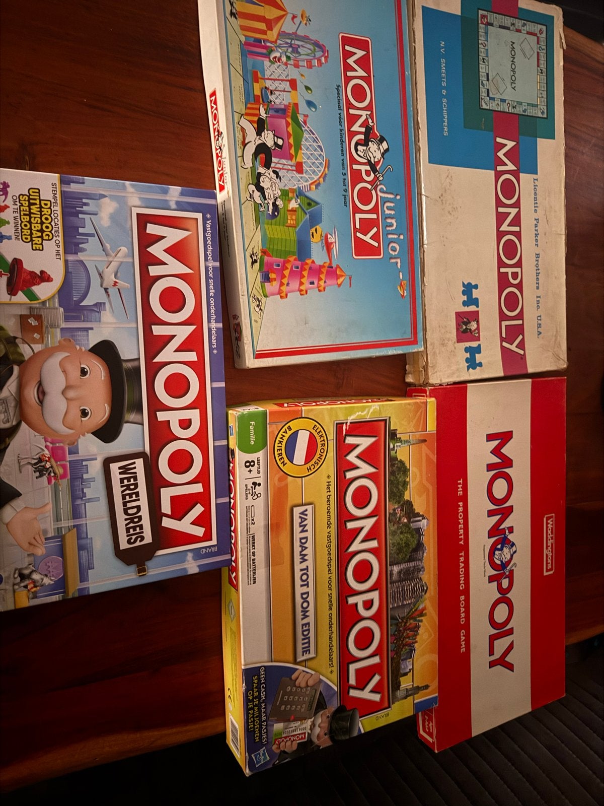 Monopoly en Opoly bordspellen collectie, Drie of vier spelers, Ophalen, Gebruikt