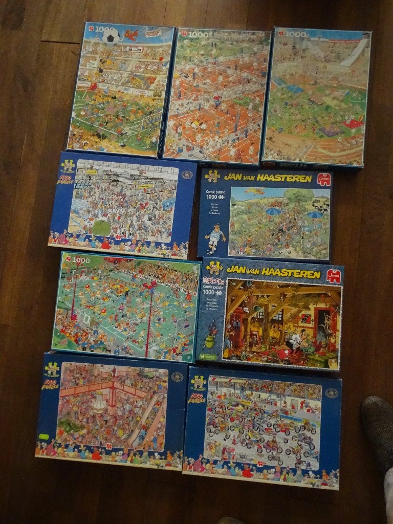 Jan van Haasteren 9 x 1000 stukjes, Ophalen, 500 t/m 1500 stukjes, Gebruikt, Legpuzzel