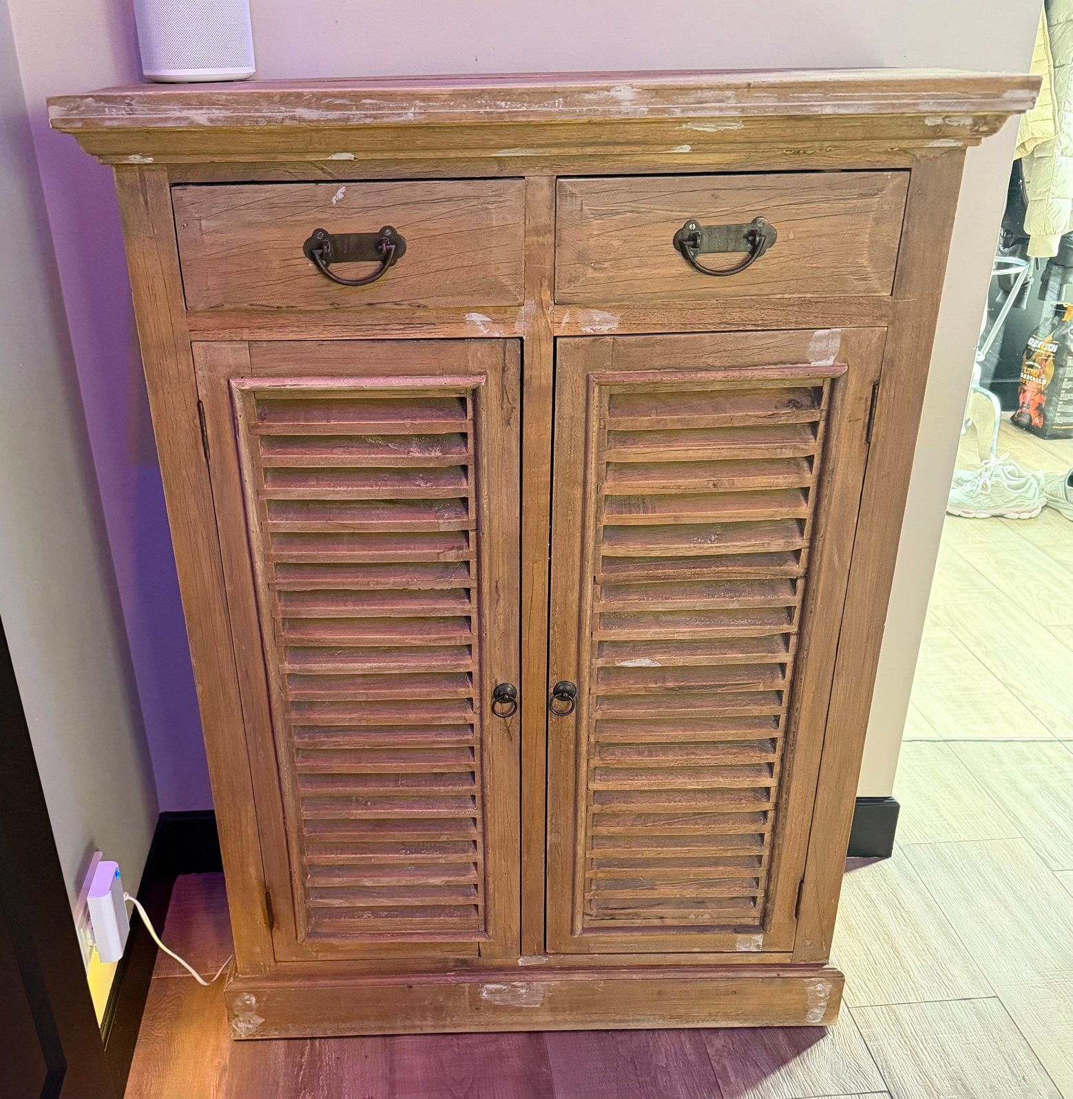 Houten kastje met jaloeziedeur en lades, Ophalen, Gebruikt