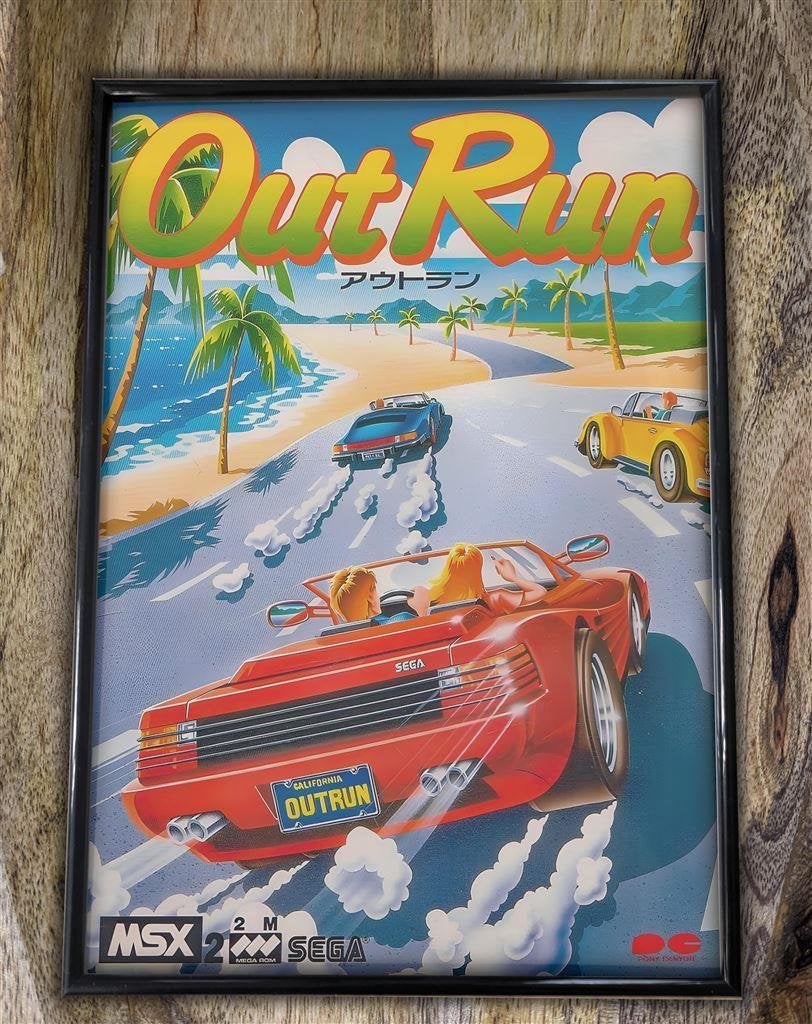 MSX OUTRUN SEGA Poster Print in lijst videogame decor, Verzenden, Nieuw, A1 t/m A3, Film en Tv