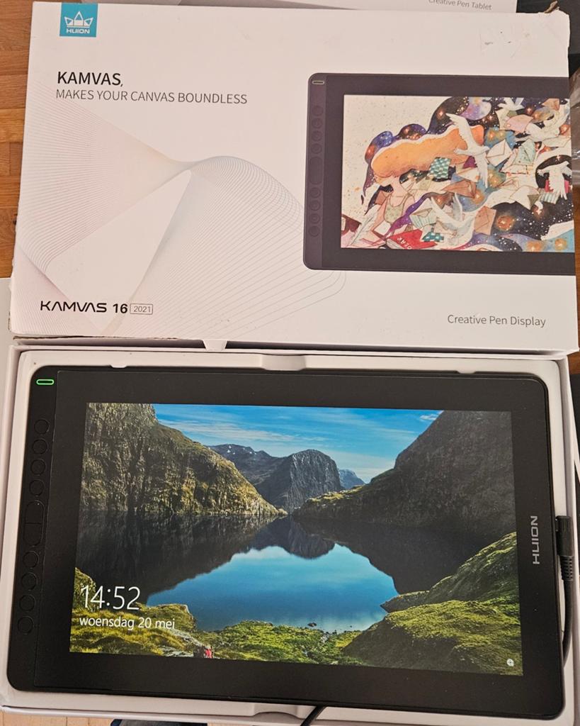 Huion Kamvas 16 (2021) Display Tekentablet zonder pen, Huion, Multi-touch, Ophalen of Verzenden, Zo goed als nieuw