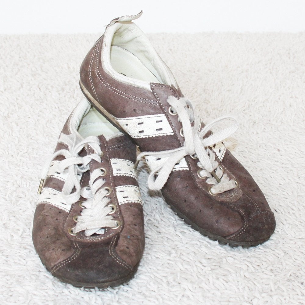 Mooie Vintage Leren Blaster Gympen s15 (Maat 40) € 25,-, Bruin, Ophalen of Verzenden, Blaster, Sneakers of Gympen