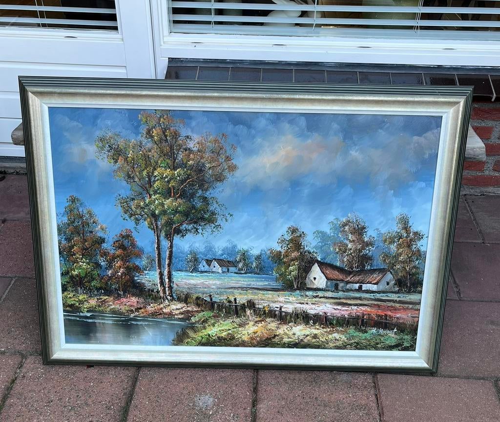 Olieverf schilderij H. Knauf inclusief lijst 101,5 x 71,5 cm, Ophalen