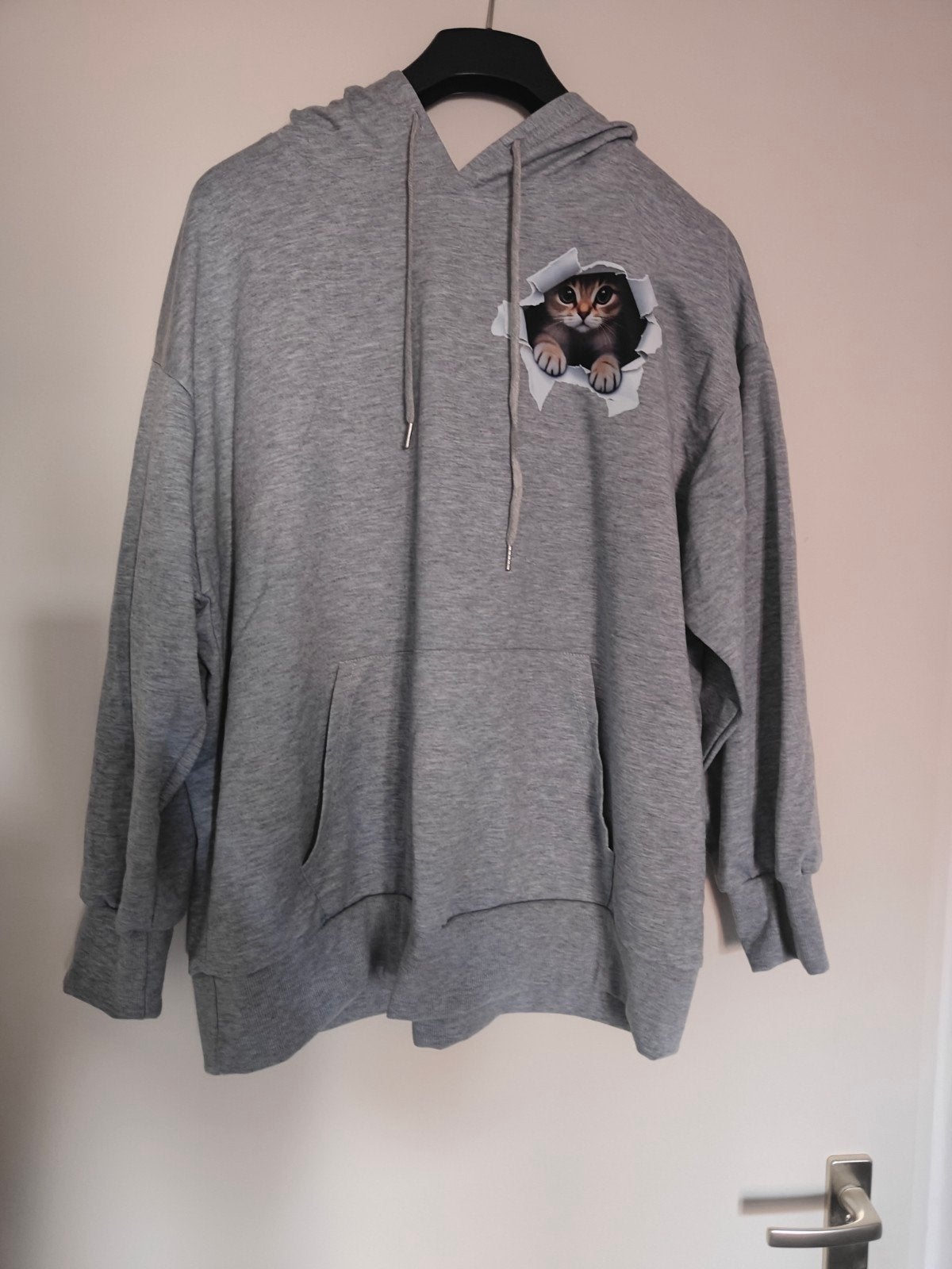 Nieuwe Shein Hoodie met Kattenprint - Maat XXL, Maat 46/48 (XL) of groter, Nieuw, Ophalen of Verzenden, Grijs