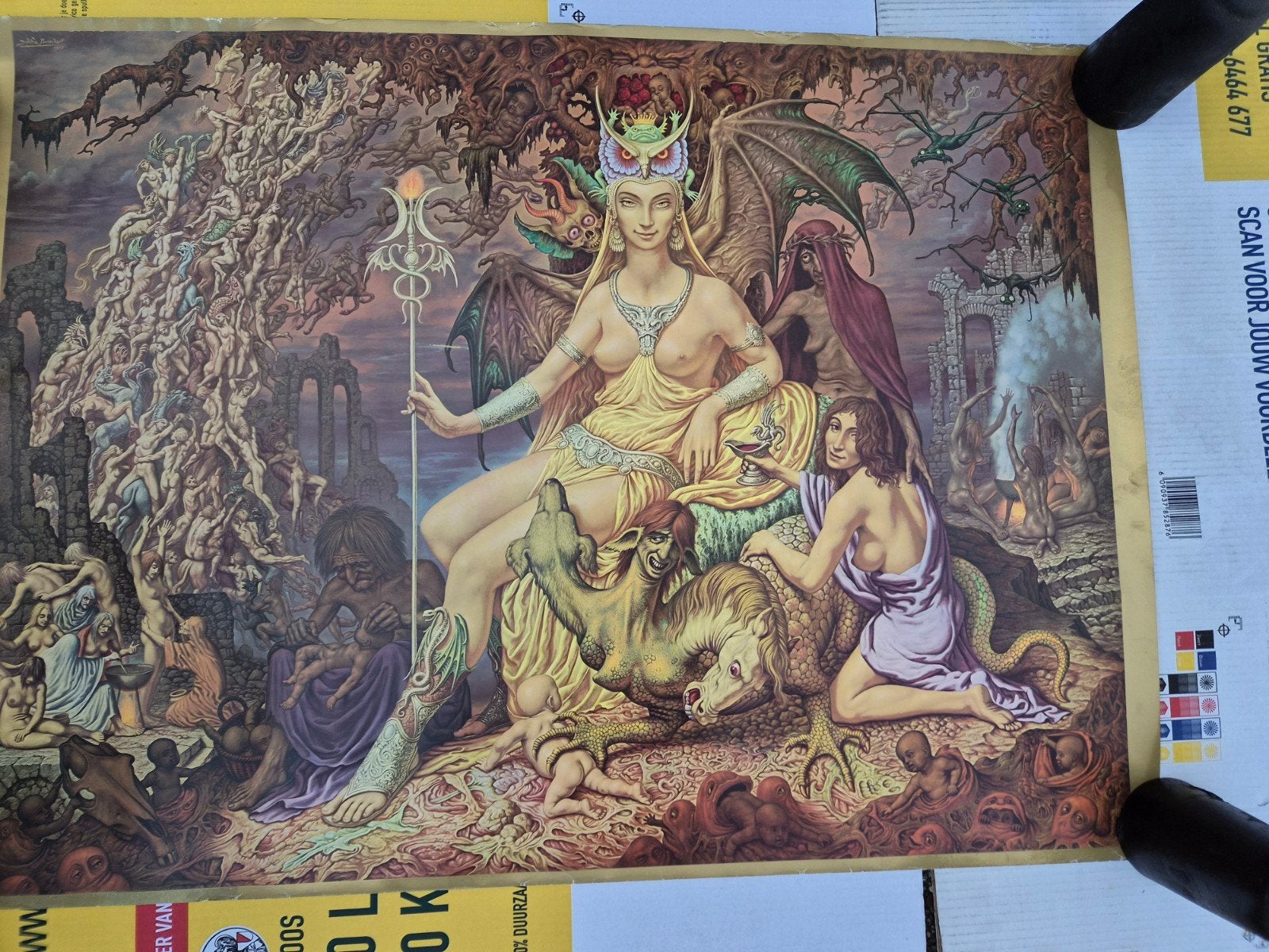 Johfra Bosschart - Hekate (1973) - Surrealistische prent, Ophalen of Verzenden