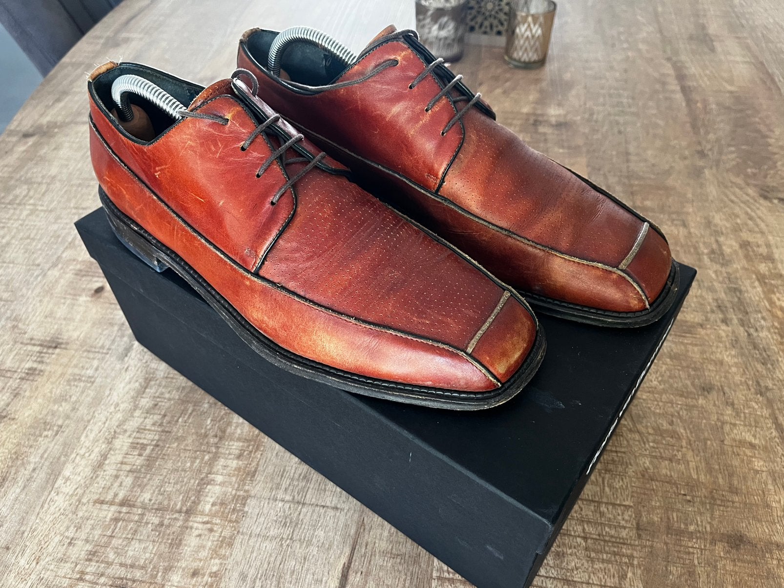 Moderne Van Bommel vol leder mt 45, Bruin, Ophalen of Verzenden, Gedragen, Veterschoenen