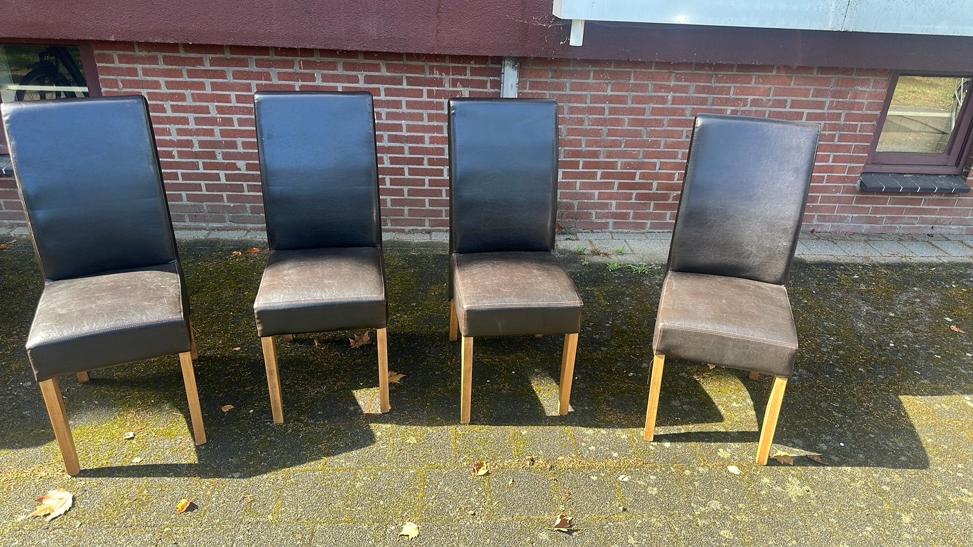 Mooie leren eetkamer stoelen, Ophalen, Gebruikt, Vier