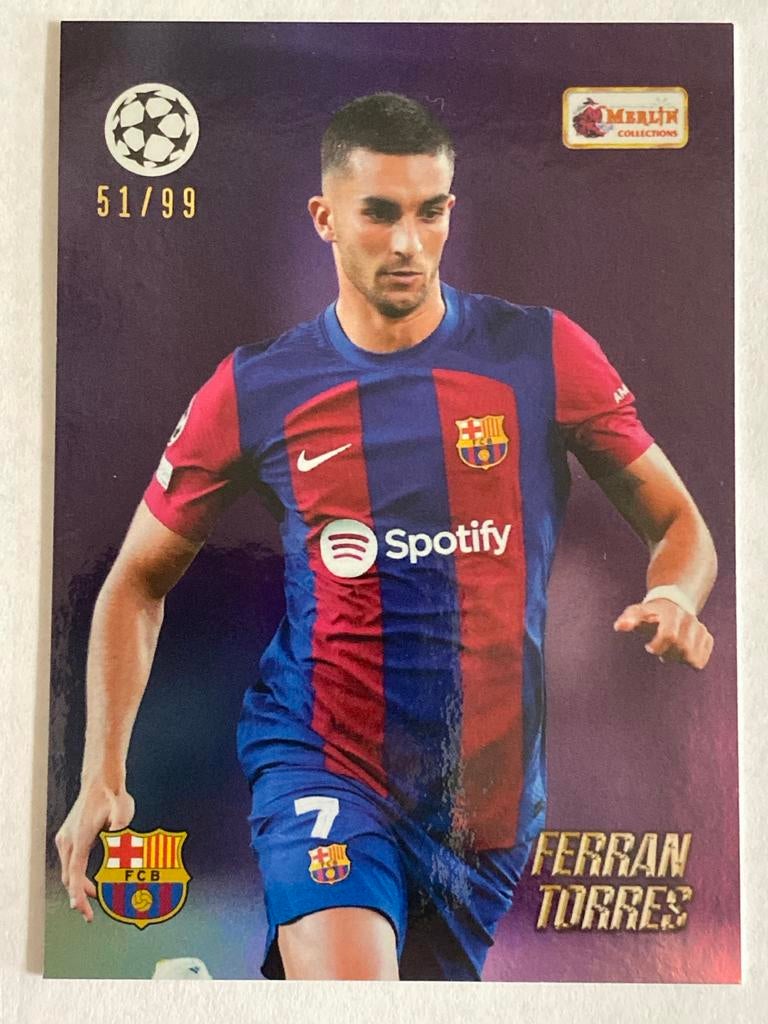 Ferran Torres 51/99 Topps Merlin Heritage - FC Barcelona, Ophalen of Verzenden, Zo goed als nieuw, Buitenlandse clubs, Spelerskaart