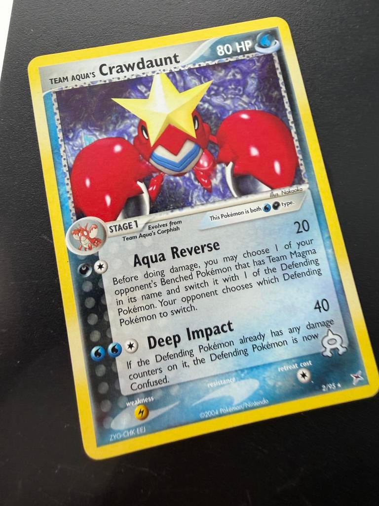 Team Aqua's Crawdaunt Pokémon Kaart (2004) - Foil, Ophalen of Verzenden, Gebruikt, Losse kaart, Foil