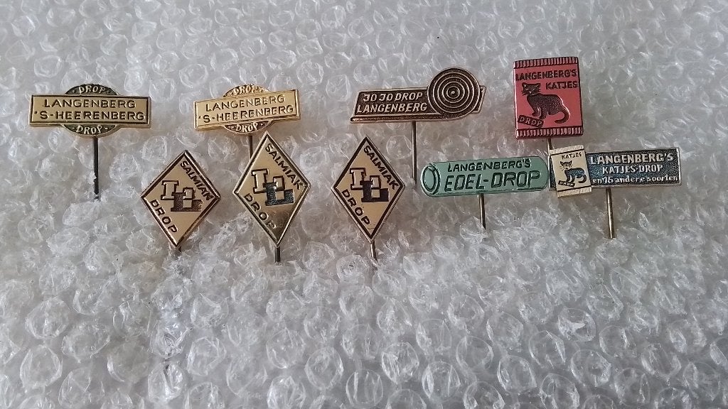 9 verschillende speldjes langenberg drop, Ophalen of Verzenden, Zo goed als nieuw, Overige onderwerpen