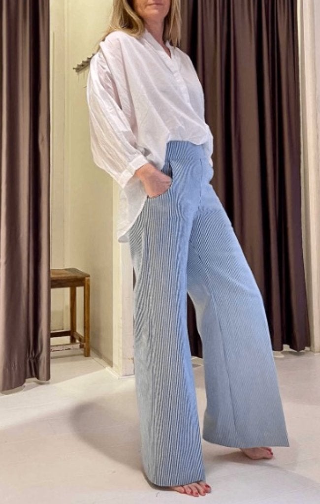 Sea Me Happy gestreepte denim broek Woody mt 2 (M), Maat 38/40 (M), Sea Me Happy, Lang, Gedragen