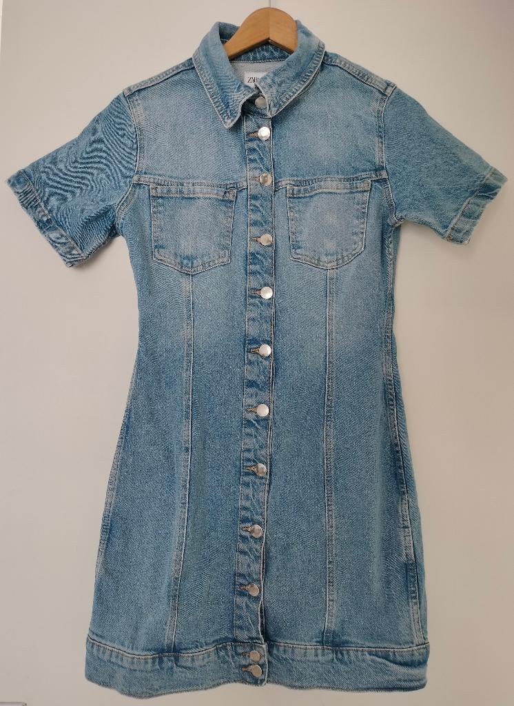 Zara jurk, blauwe denim, maat M, Kleding | Dames, Blauw, Zara, Zo goed als nieuw, Boven de knie