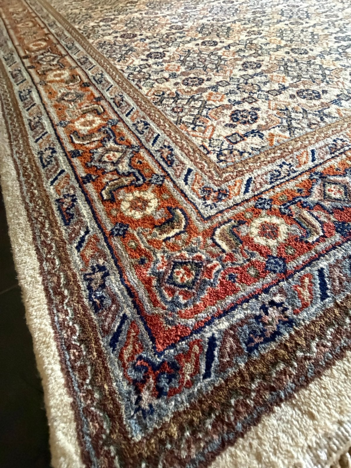 Tapijt Indo Herati, handgeknoopt 240x164, Gebruikt, Blauw, 150 tot 200 cm, 200 cm of meer