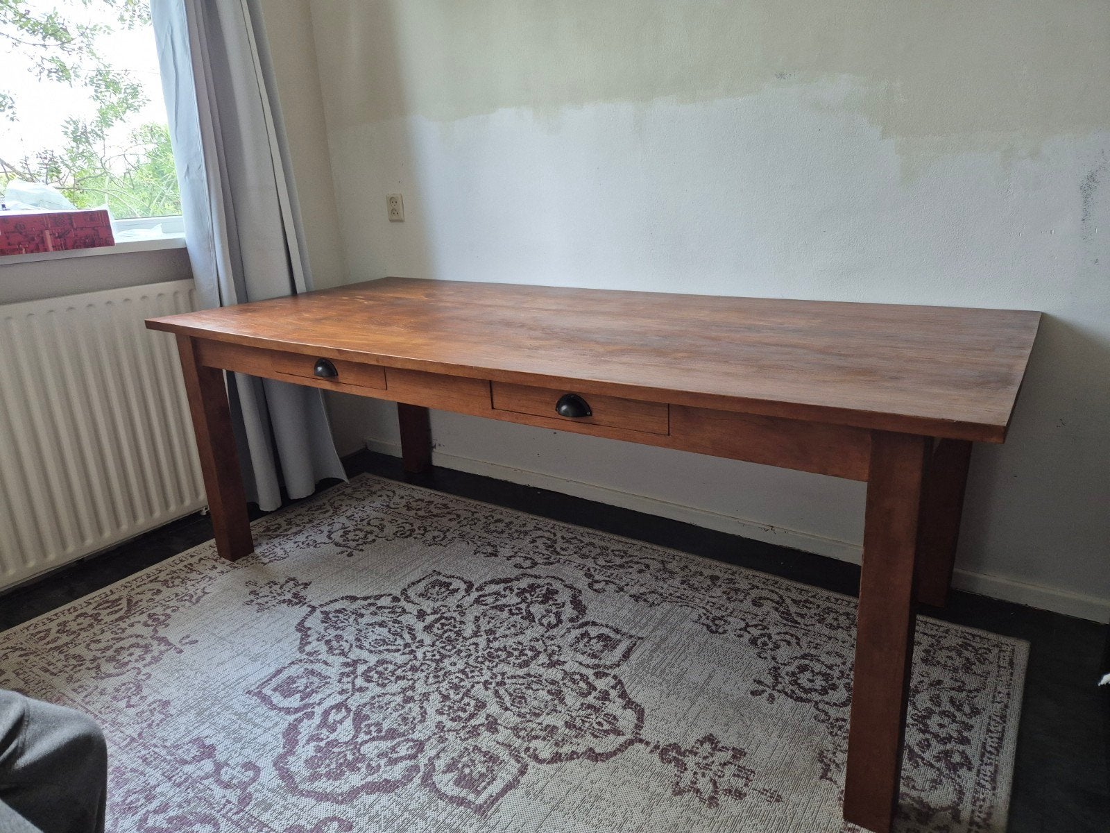 Masief acaciahout tafel, Gebruikt, 200 cm of meer, 50 tot 100 cm, Vijf personen of meer