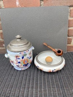 Chanill Limoges France, vintage setje tabakspot en pijpasbak, Ophalen of Verzenden, Gebruikt, Tabaksdoos of Verpakking