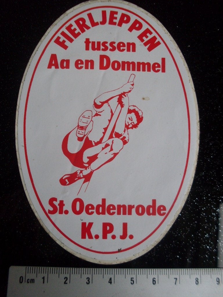 sticker fierljeppen tussen Aa en Dommel st. oedenrode kpj, Verzenden, Zo goed als nieuw, Sport