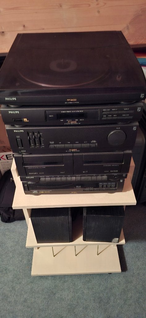 Ouderwetse Stereotoren op verrijdbare kast, Ophalen, Gebruikt, Tuner of Radio, Philips