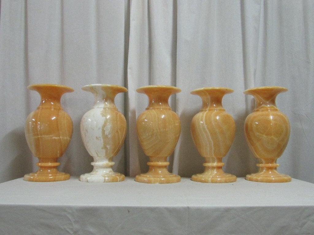 Natuurstenen vazen (Onyx Marmer) (Oranje | 40 cm), Huis en Inrichting, Ophalen, Natuurlijk materiaal, Nieuw, Oranje