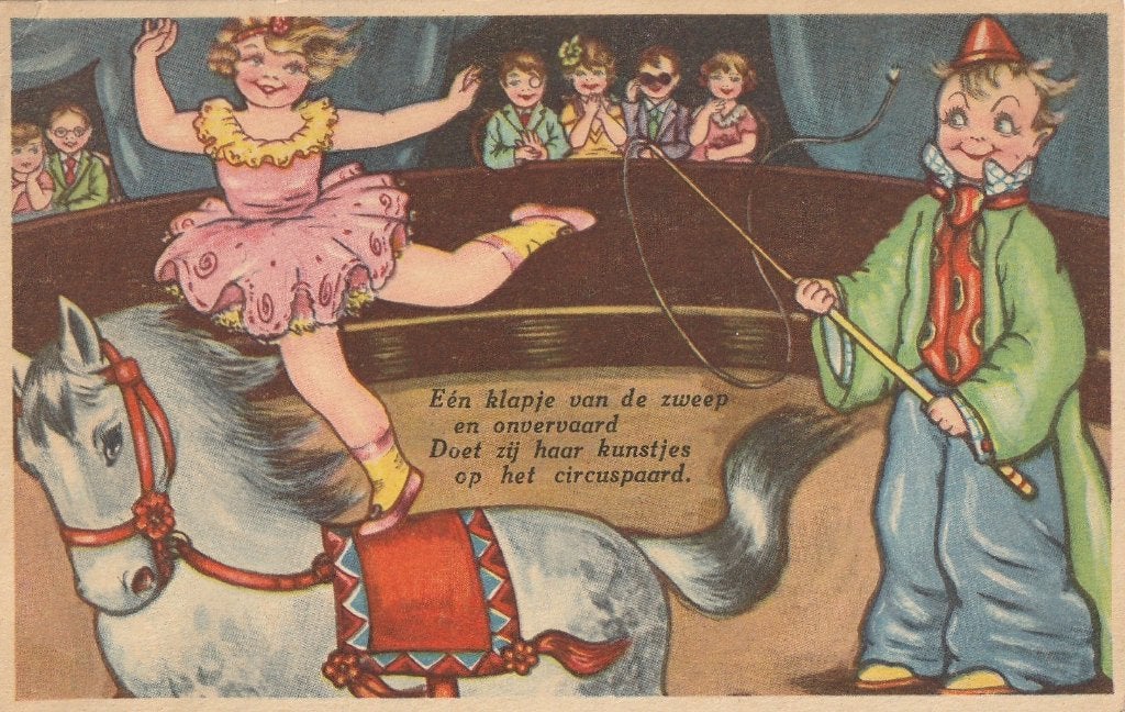 MEISJE CIRCUS PAARD UIT 1943 MOOIE KAART KO122, Ophalen of Verzenden, 1940 tot 1960, Gelopen, Overige thema's