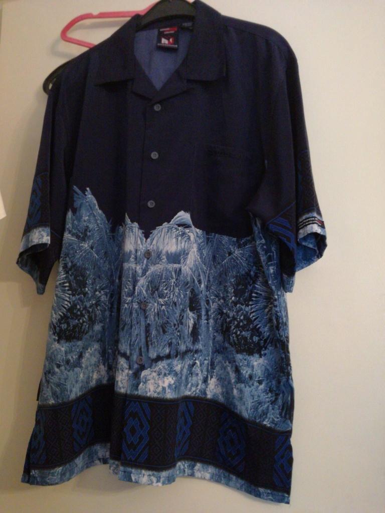 Nog als nieuw overhemd southpol blauw Hawai 100% polyester L, Verzenden, Zo goed als nieuw, Beige, Halswijdte 43/44 (XL)