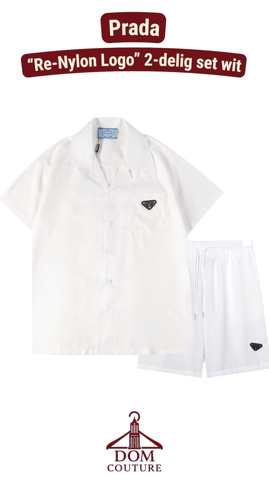 Prada "Re-Nylon Logo" 2-delig set wit, Kleding | Heren, Overhemden, Ophalen of Verzenden, Nieuw, Wit, Overige halswijdtes