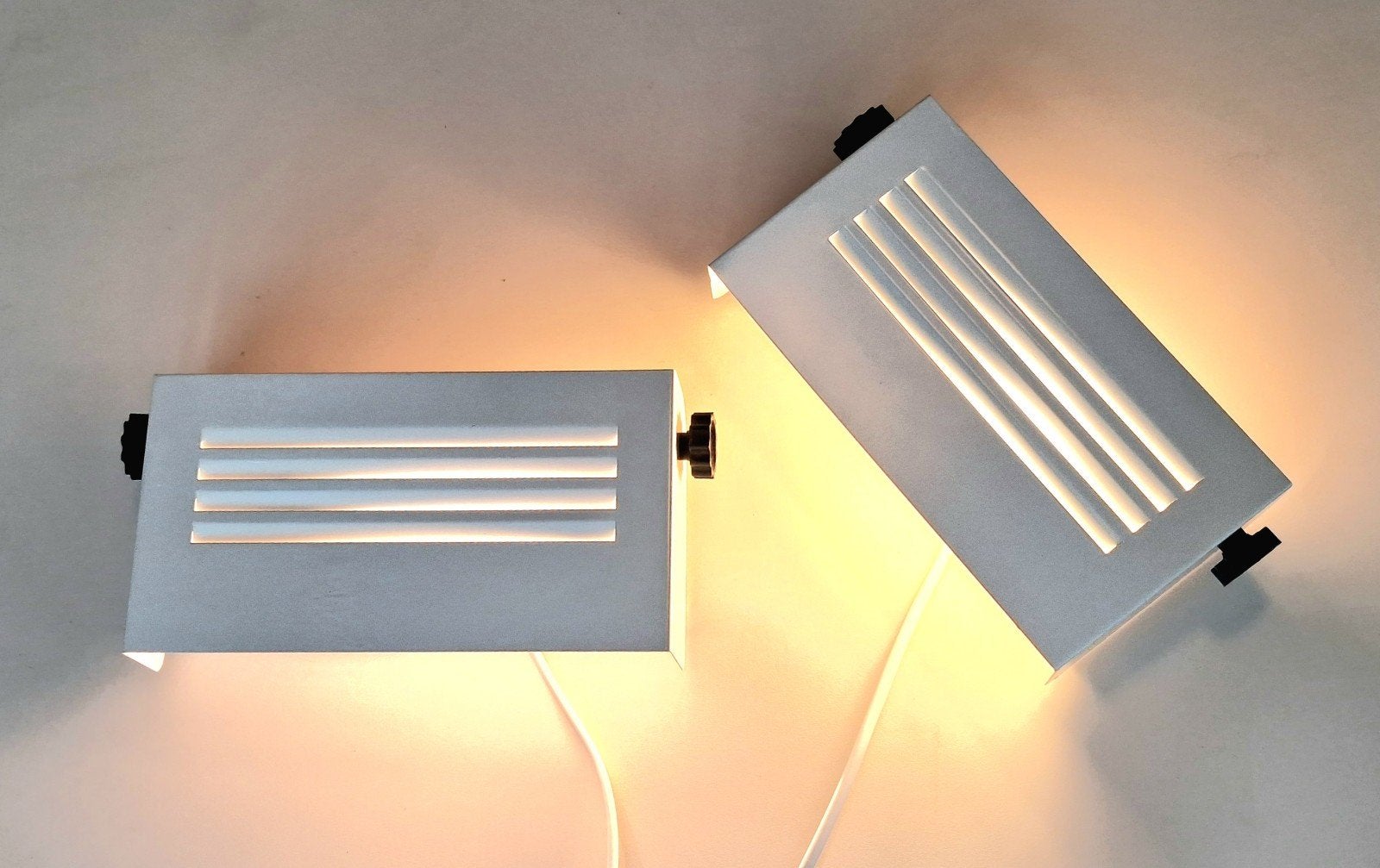 2 vintage, jaren 70, HEMA wandlampjes / bedlampjes, wit, Gebruikt, Bedlamp, E14 (klein), Ophalen of Verzenden