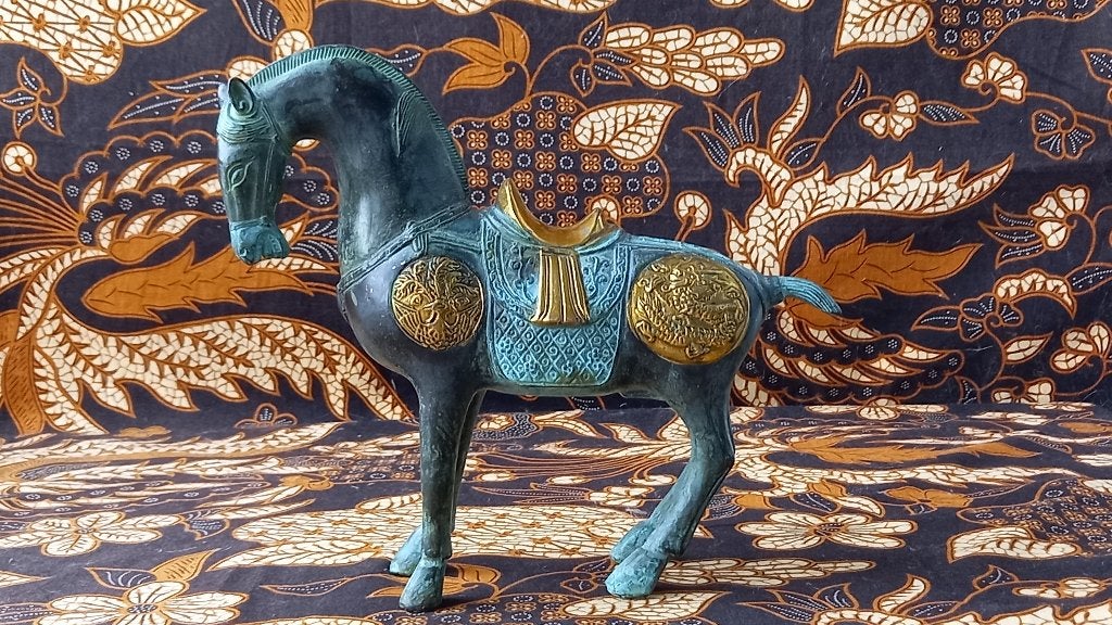Prachtig oud antiek Chinees brons beeld van een paard 23 cm., Ophalen of Verzenden