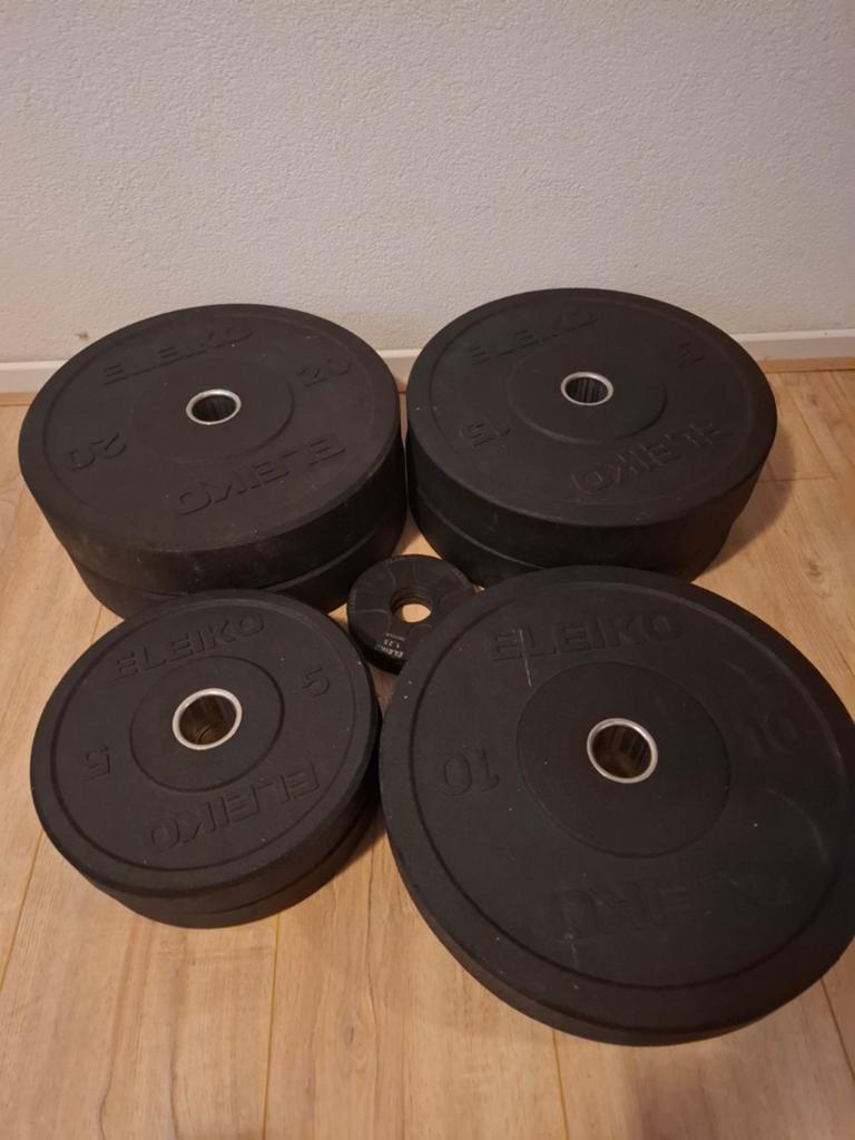 Eleiko bumperplates 102,5kg Olympische halterschijven 50mm, Sport en Fitness, Ophalen