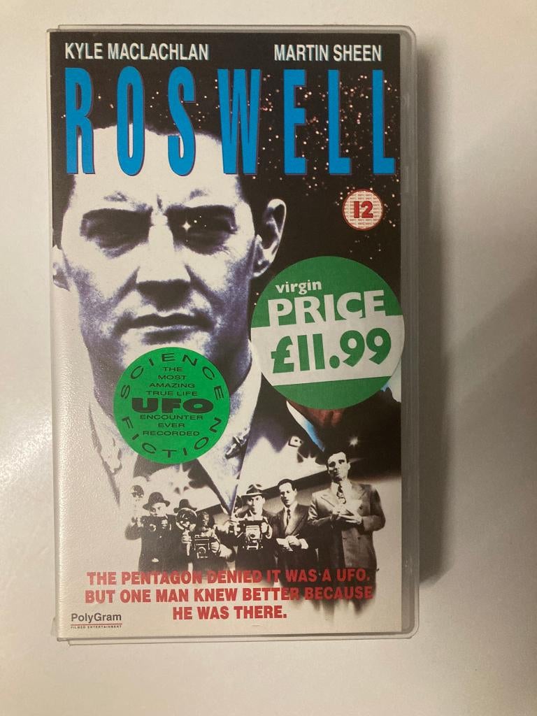 Roswell Martin Sheen Kyle MacLachlan VHS UFO encounter, Cd's en Dvd's, VHS | Film, Zo goed als nieuw, Drama, Vanaf 12 jaar, Ophalen of Verzenden