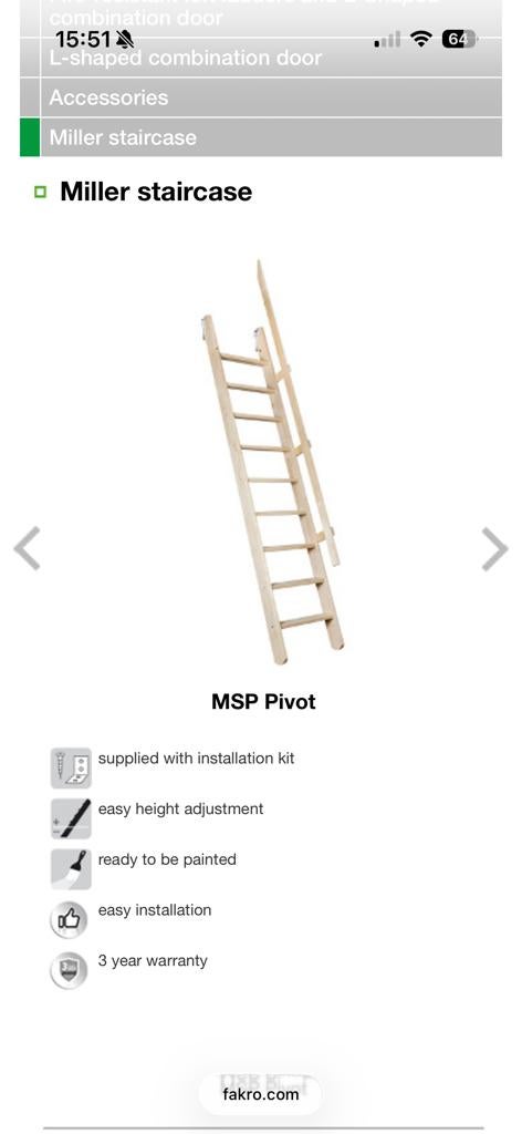 Fakro MSP Pivot Zoldertrap - Nieuwstaat vloerhoogte ≈240cm, Doe-het-zelf en Verbouw, Ladders en Trappen, Ophalen, Nieuw, Trap