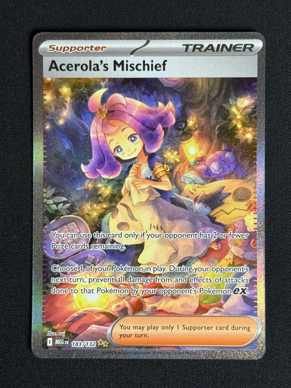 Acerola's Mischief (MEG 183) - Mega Evolution, Ophalen of Verzenden, Zo goed als nieuw, Losse kaart, Foil