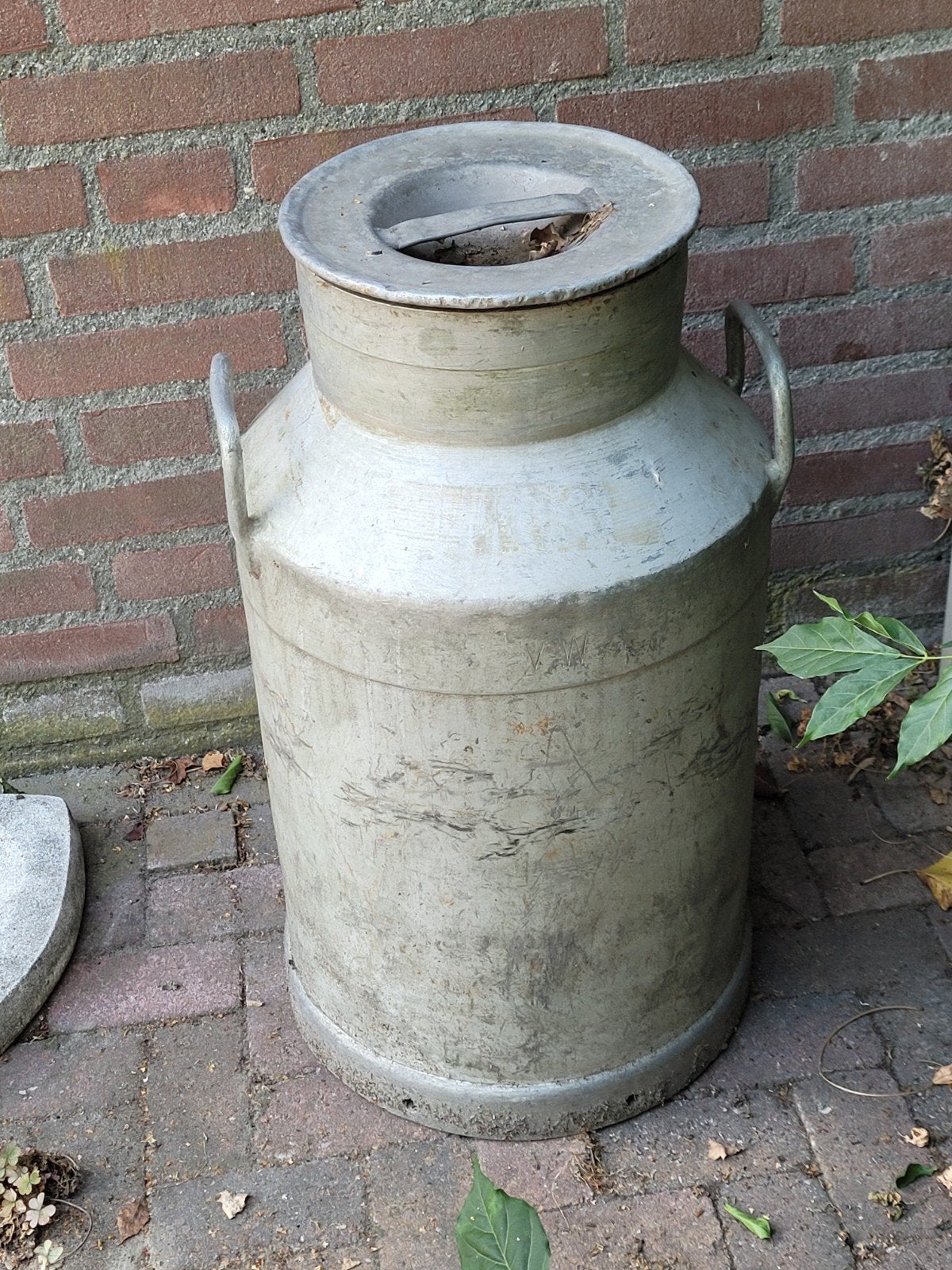 Authentieke aluminium melkbus 40L met deksel, Ophalen, Gebruikt