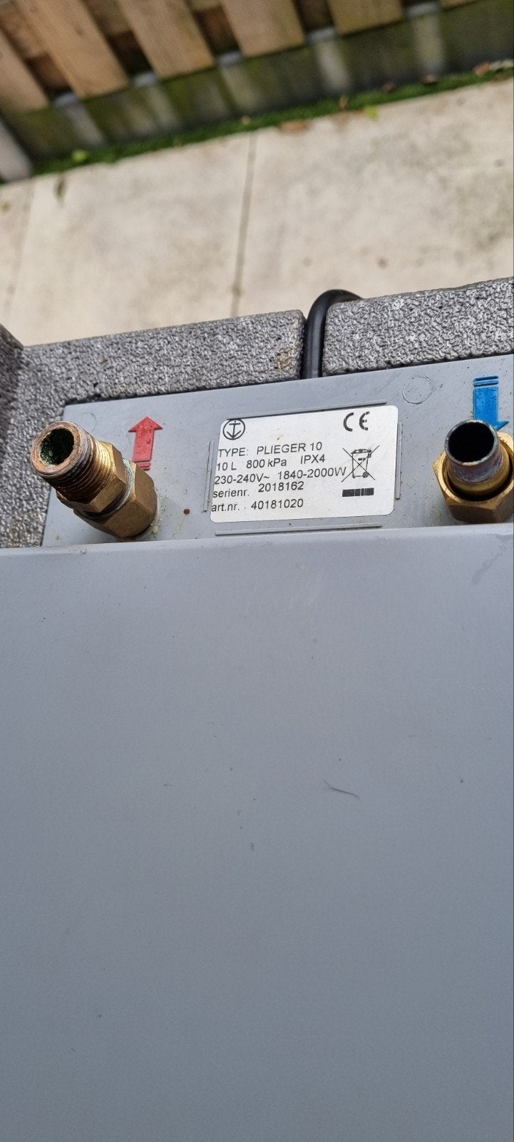 Plieger elektrische boiler 10 liter 2000W, Ophalen, Gebruikt, Boiler, 6 t/m 10 jaar oud
