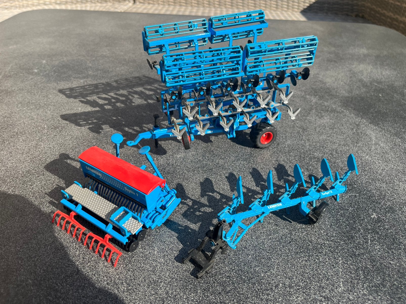 Setje Lemken machines ploeg zaaimachine en cultivator Siku, Ophalen of Verzenden, Zo goed als nieuw, Tractor of Landbouw, SIKU