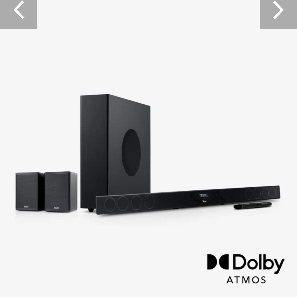 Teufel CINEBAR 11 Surround 4.1-Set met Dolby Atmos, Soundbar, 70 watt of meer, Zo goed als nieuw, Overige spelers