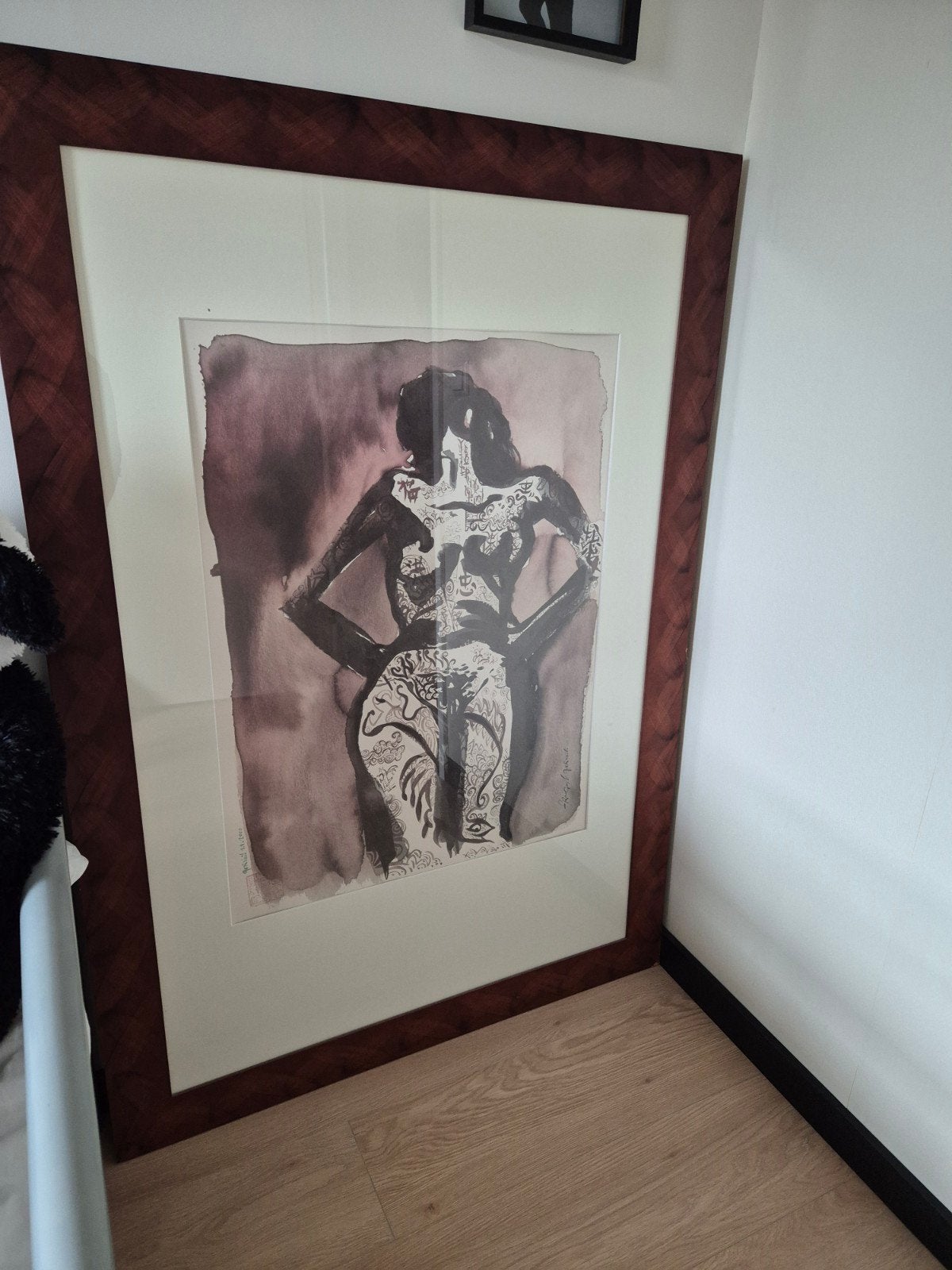 Abstracte figuur in lijst - Ingelijst en gesigneerd, Antiek en Kunst, Ophalen of Verzenden