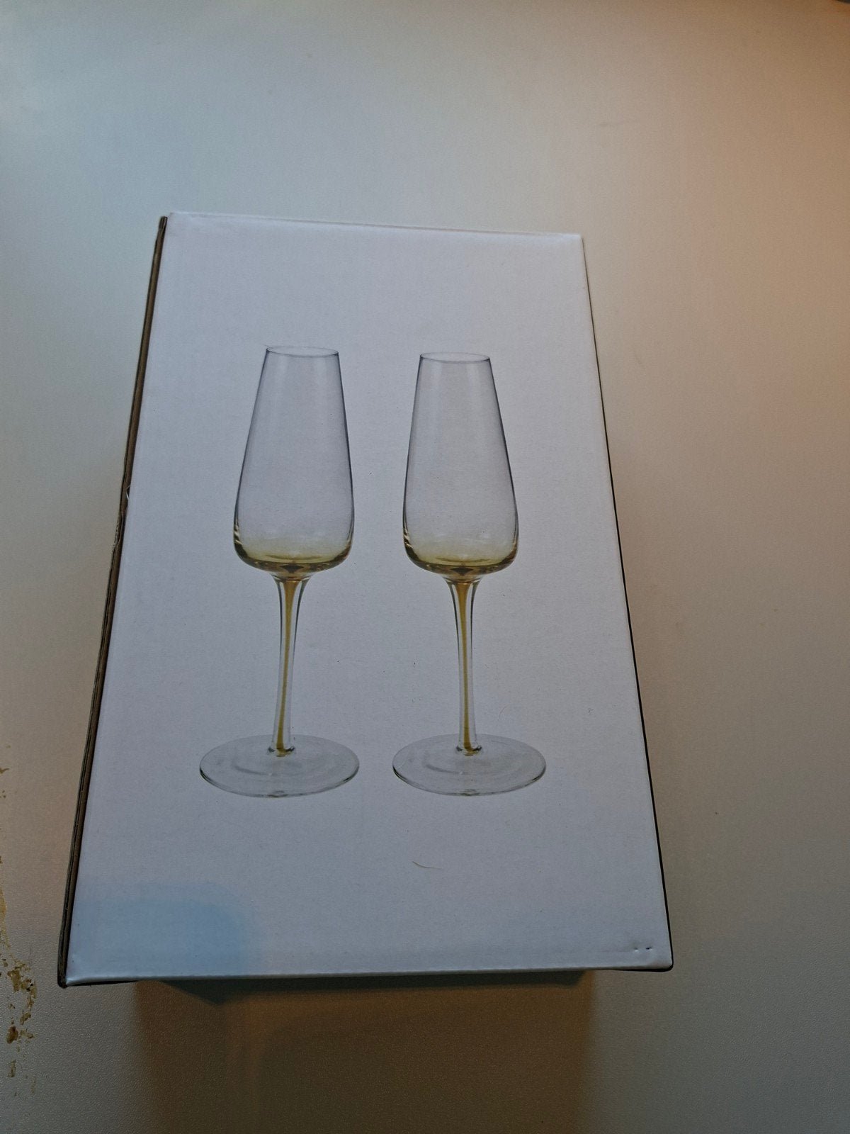 Champagneglazen set van 2, smoked gold, Goud, Nieuw, Ophalen of Verzenden, Glas