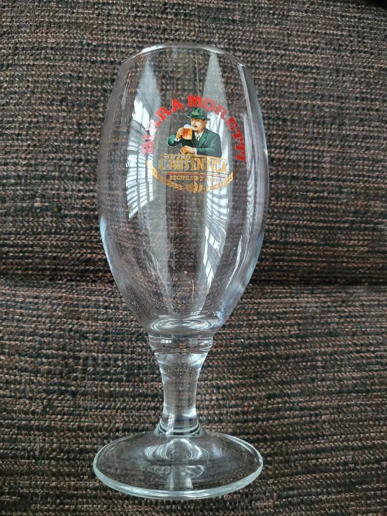 Birra moretti bierglas 0,4 liter l'autentica bier glas, Ophalen of Verzenden, Zo goed als nieuw, Glas of Glazen, Overige merken