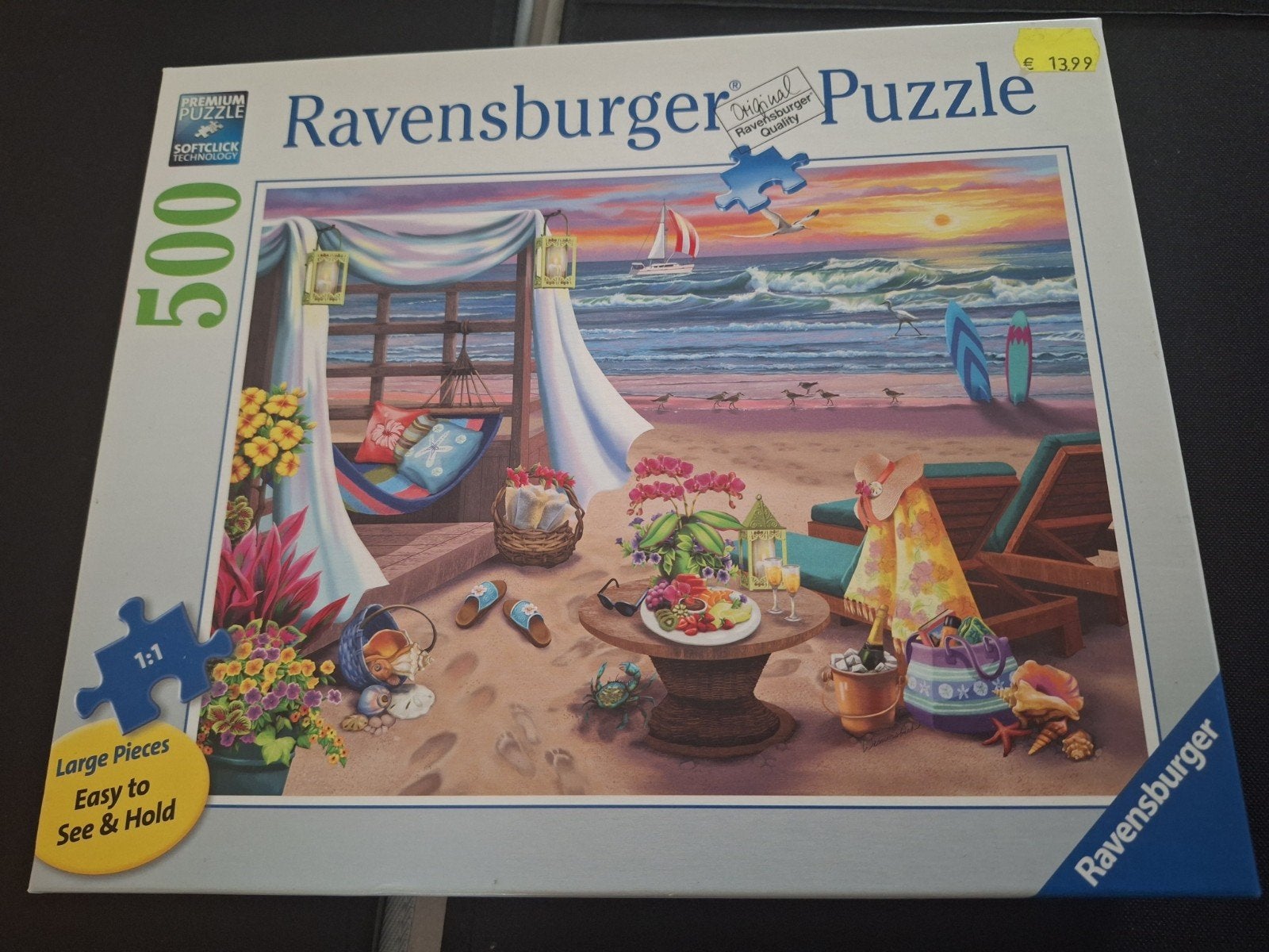 Puzzel ravensburger Strandavond 500 XL stukjes, Ophalen, 500 t/m 1500 stukjes, Zo goed als nieuw, Legpuzzel