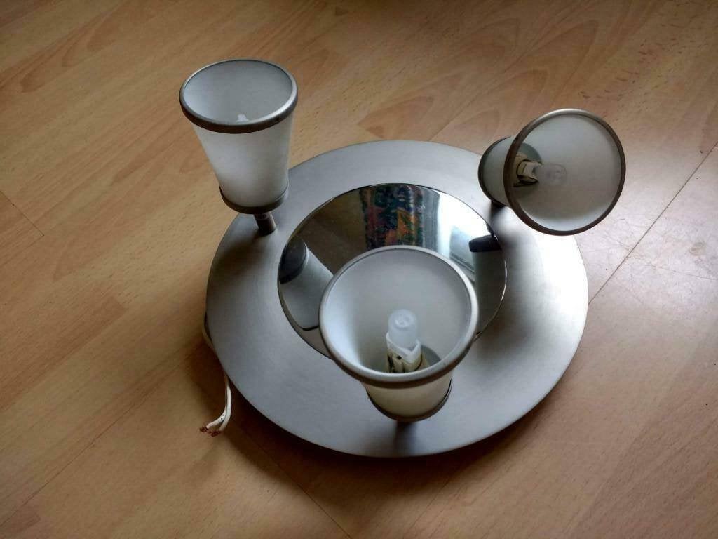Chique plafondlamp, plafonnier met 3 ledlampen er al in, Ophalen of Verzenden, Zo goed als nieuw, Glas, Plafondlamp
