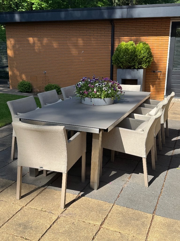Bristol a la Cart tuintafelset met 8 stoelen luxe en modern, Ophalen, Gebruikt, Rechthoekig, Aluminium