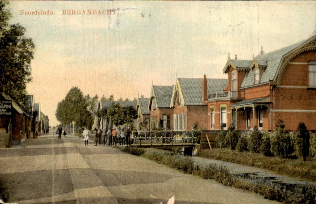 Bergambacht - Noordeinde - Straat, Ophalen of Verzenden, Voor 1920, Gelopen, Zuid-Holland