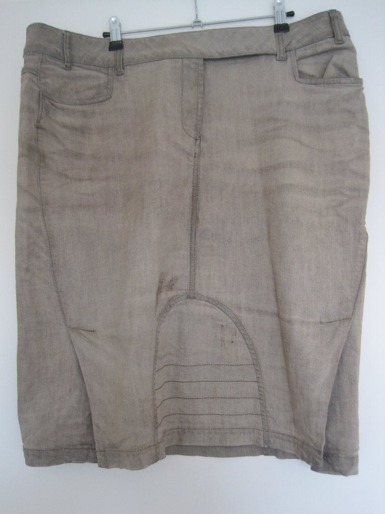 147 - 46 - kaki - rok van Erny van Reijmersdal, Verzenden, Beige, Maat 42/44 (L), Zo goed als nieuw