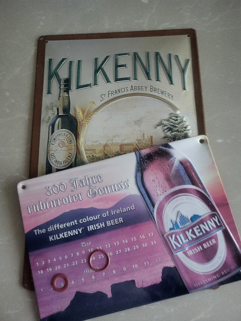 KILKENNY BIER-328-IRISH BEER+DOORLOOPKALENDER/TEKST, Ophalen, Nieuw, Reclamebord, Plaat of Schild, Overige merken