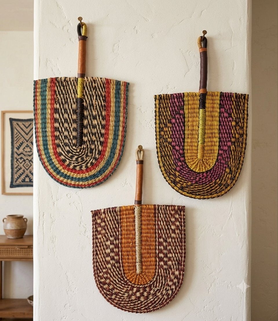 Set van 3 handgemaakte wandhangers van natuurlijke materiale, Huis en Inrichting, Woonaccessoires | Wanddecoraties, Wandhanger