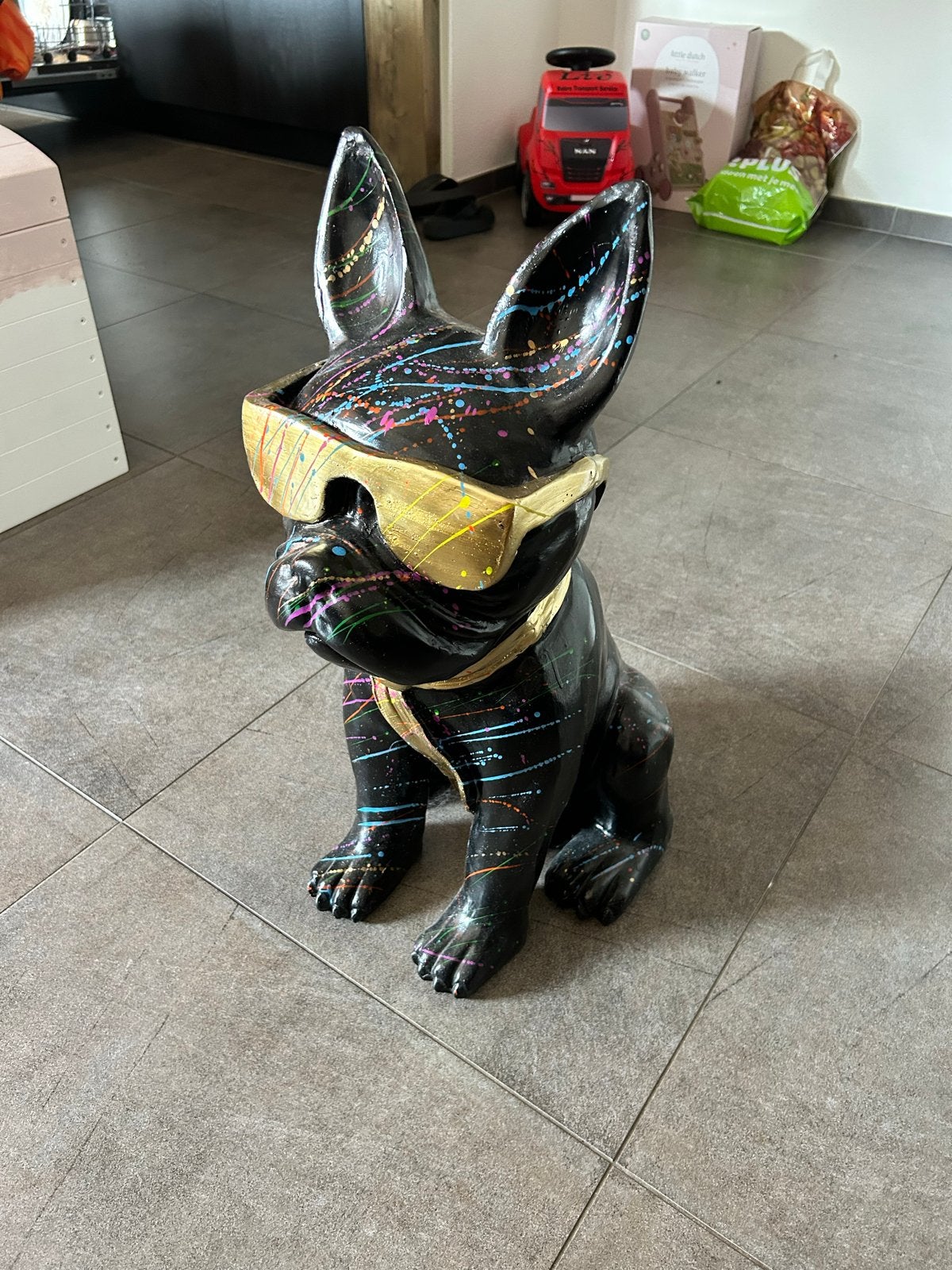 Franse Bulldog Beeld met Zonnebril - Pop Art Stijl, Ophalen, Kunststof, Zoogdier, 20 - 50 cm